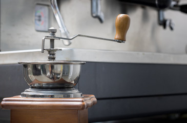Old Coffee grinder In a cafe