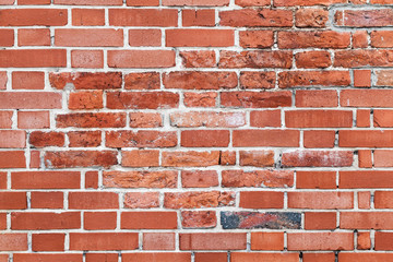 Old red brick wall, detailed flat background