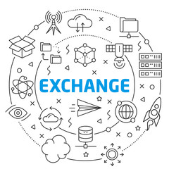 Linear illustration for presentations in the round exchange