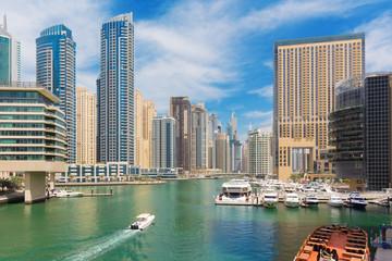 Fototapeta na wymiar Dubai - The yachts and Marina.