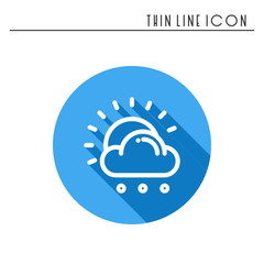 Sun, cloud, rain line simple icon. Weather symbols. Meteorology. Forecast design element. Template for mobile app, web and widgets. Vector linear icon. Isolated illustration. Flat sunlight, sign. Logo