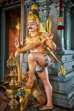 Statue of hindu guardian god in the hindu temple