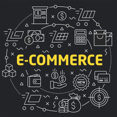 Linear illustration for presentations in the round e-commerce