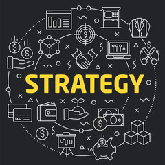 Linear illustration for presentations in the round strategy