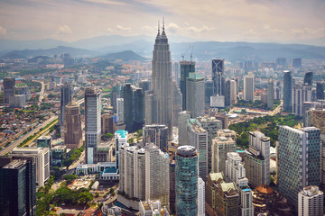 Fototapeta na wymiar Aerial view of Kuala Lumpur in the morning