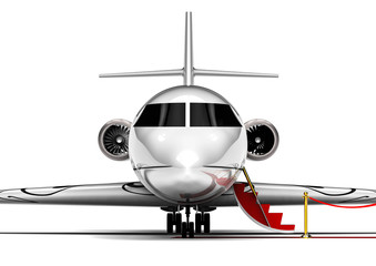 Private Jet Plane  / 3D render image representing an private jet plane waiting with the stairs open 