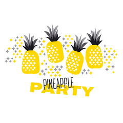 Naklejka premium Summer abstract decorative pineapple sketch design element. vector illustration of cool summer fruit