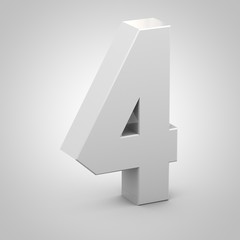 Isometric number 4 isolated on white background