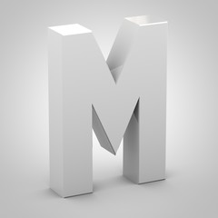 Isometric letter M uppercase isolated on white background