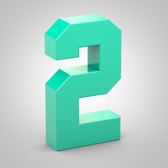 Isometric number 2 isolated on white background