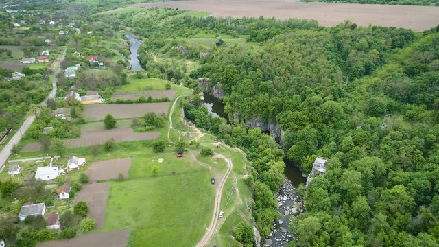 Aerial footage. Fly above canyon buki