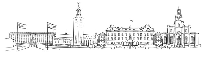 Stockholm, Sweden, Panorama Sketch