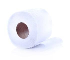 Toilet paper roll on white background