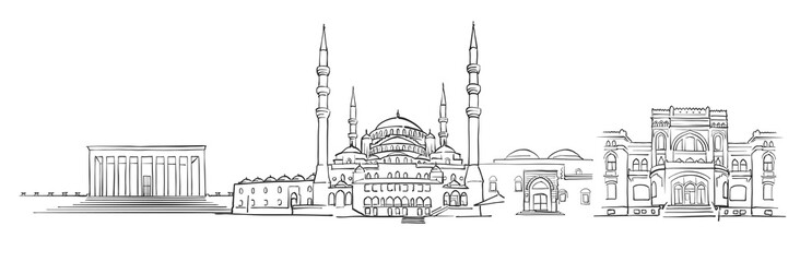 Ankara, Turkey, Panorama Sketch