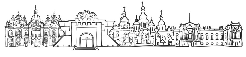 Fototapeta premium Kyiv, Ukraine, Panorama Sketch
