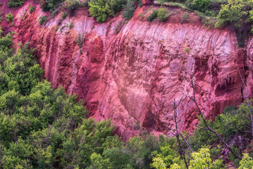 Red ion ore cliff with trees