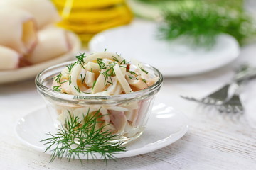 Salad with boiled squids