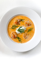 Soup with prawns