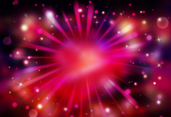 Dark Pink glitter sparkles rays lights bokeh Festive Elegant abstract background.