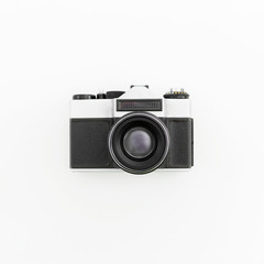 Old camera on white background