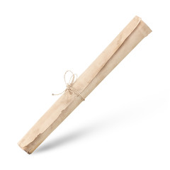 rolled old paper isolated on a white background