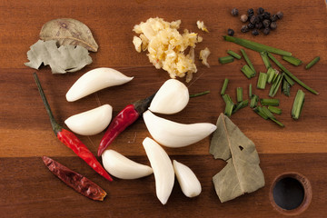 Assorted ingredients for cooking.