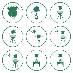 Set of barbecue icons. Vector illustration