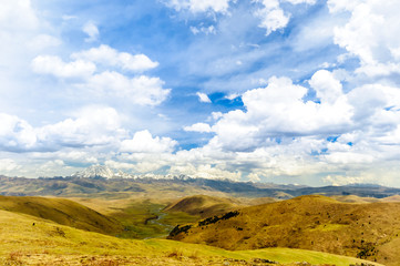 Fototapeta premium View on Tagong grassland and Yala mountain in China