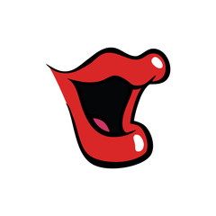 Laughing female mouth with red lips