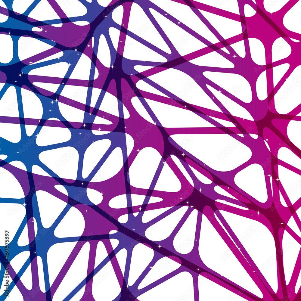 Poster abstract neuron net background, vector graphic design digital illustration.