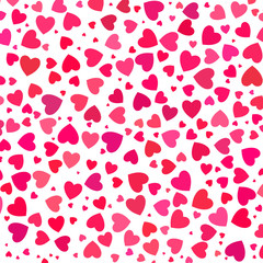 Love romantic background witn colorful hearts, vector Valentines day pattern, invitation card design.