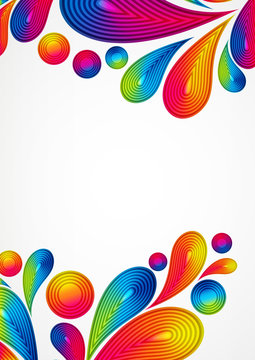 Colorful abstract background with striped drops splash, vector color design, graphic illustration. A4.