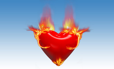 3d brennendes rotes Herz
