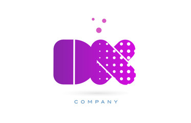 dx d x pink dots letter logo alphabet icon