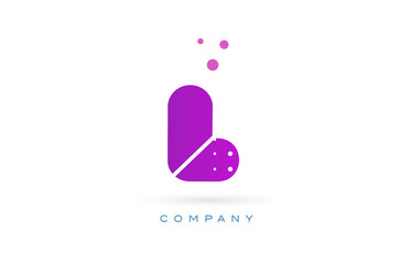 l pink dots letter logo alphabet icon
