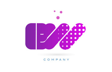 ew e w pink dots letter logo alphabet icon