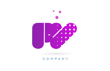 fv f v pink dots letter logo alphabet icon