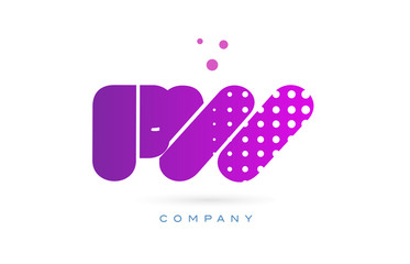 fw f w pink dots letter logo alphabet icon