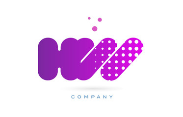 hw h w pink dots letter logo alphabet icon
