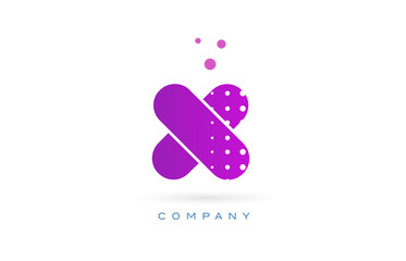 x pink dots letter logo alphabet icon