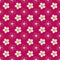 Seamless floral kids bright pattern on red