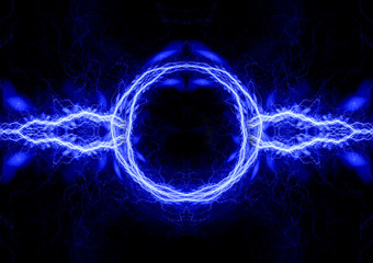 Naklejka premium Blue electric background, lightning and plasma abstract