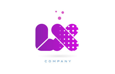 lx l x pink dots letter logo alphabet icon