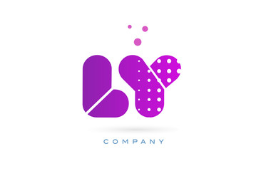 ly l y pink dots letter logo alphabet icon
