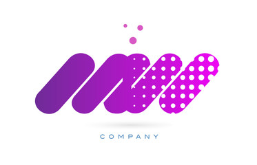 mw m w pink dots letter logo alphabet icon