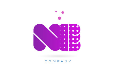 ne n e pink dots letter logo alphabet icon