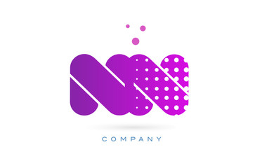 nn n pink dots letter logo alphabet icon