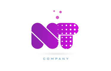 nt n t pink dots letter logo alphabet icon