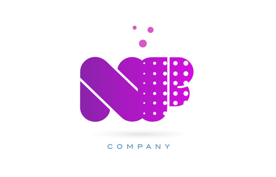 nf n f pink dots letter logo alphabet icon