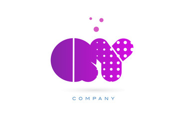 qy q y pink dots letter logo alphabet icon